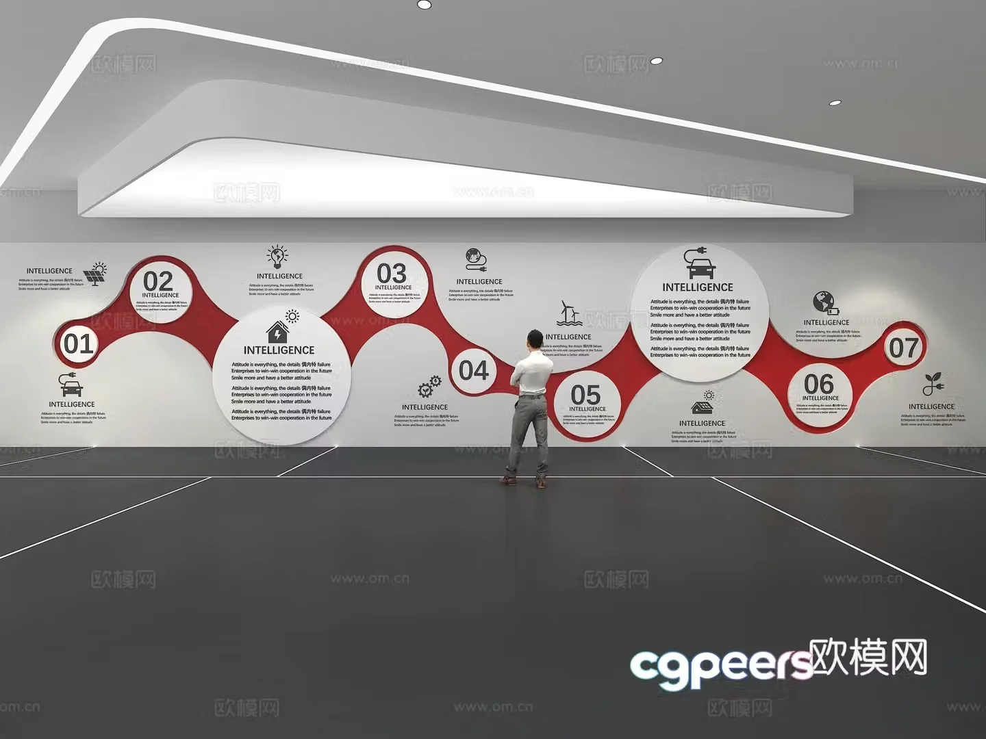 Cultural wall Corporate culture wall Display wall Theme wall Exhibition hall Campus culture Corridor 3D model