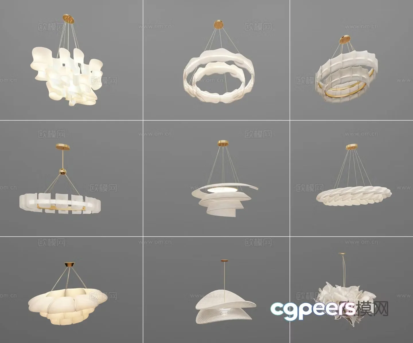 New Chinese Art Chandelier 3D Model