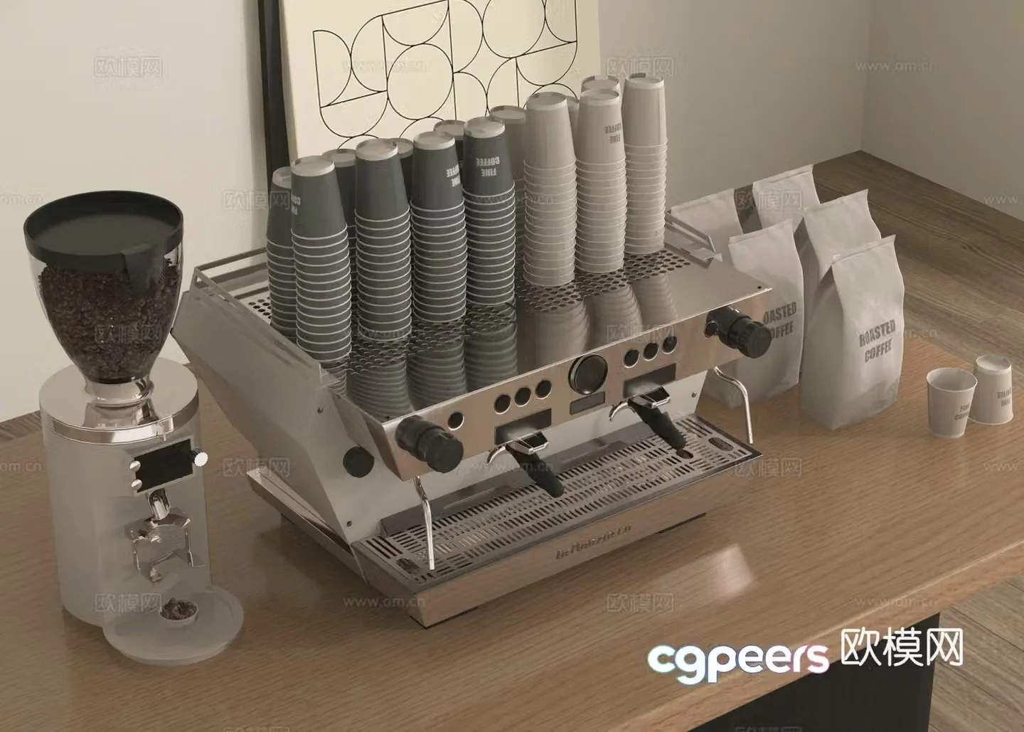 Coffee maker disposable paper cup 3d model