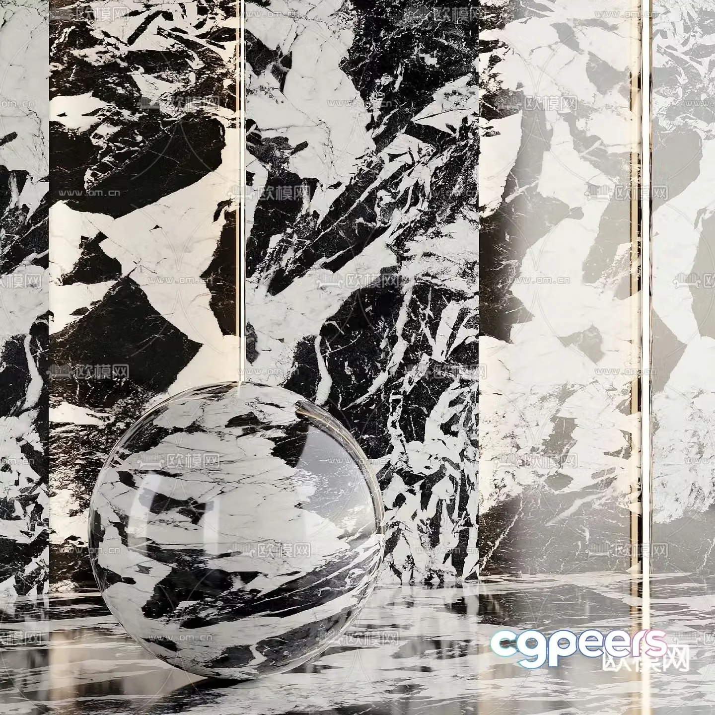 Modern Bulgari wall marble 3d model