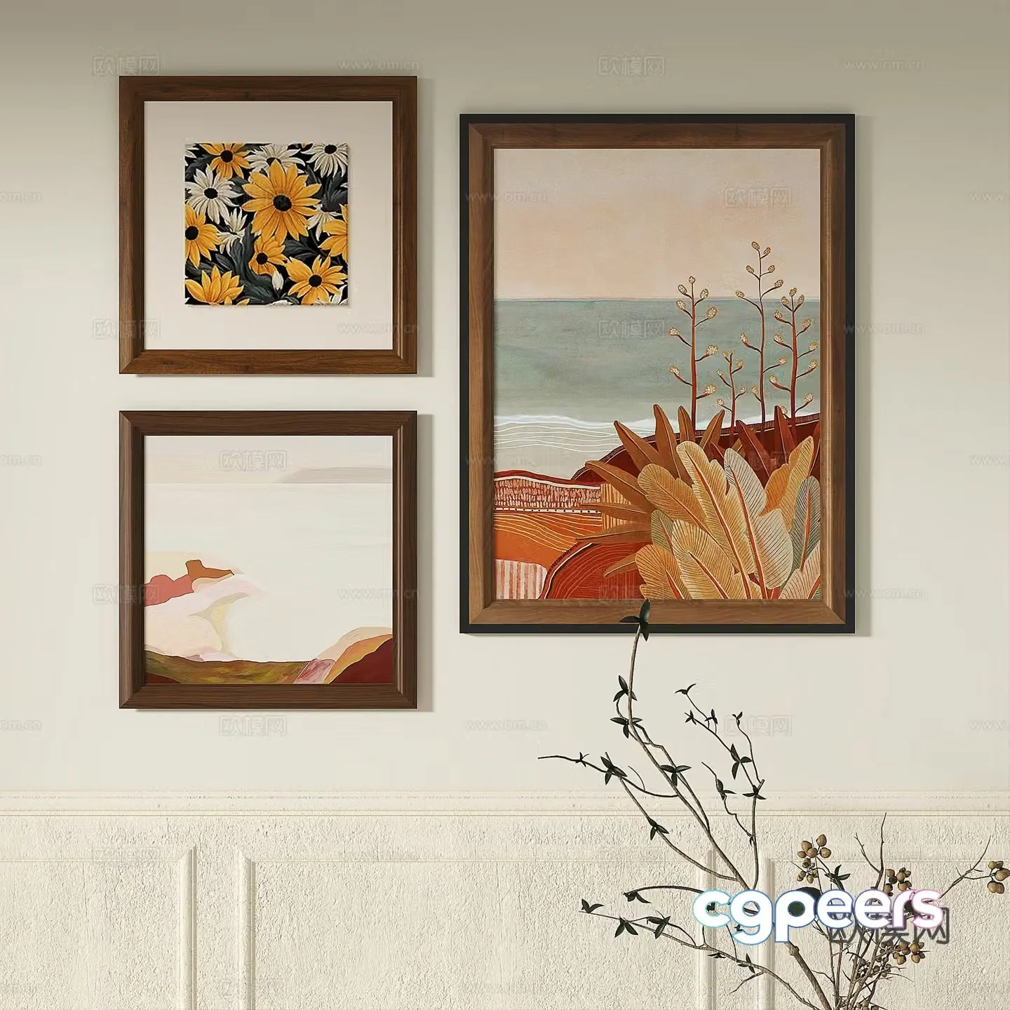 French retro abstract decorative painting 3d model