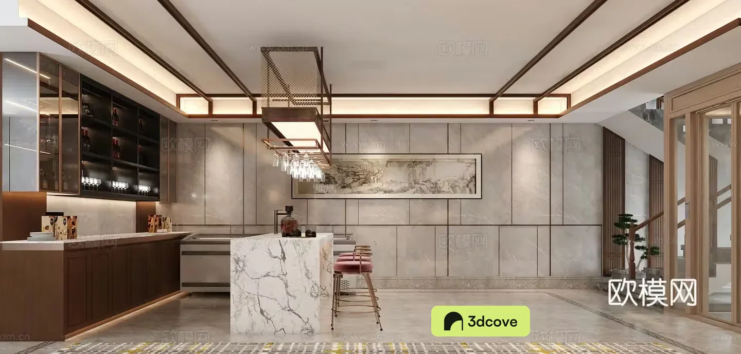 New Chinese restaurant New Chinese wine cabinet Bar Basement