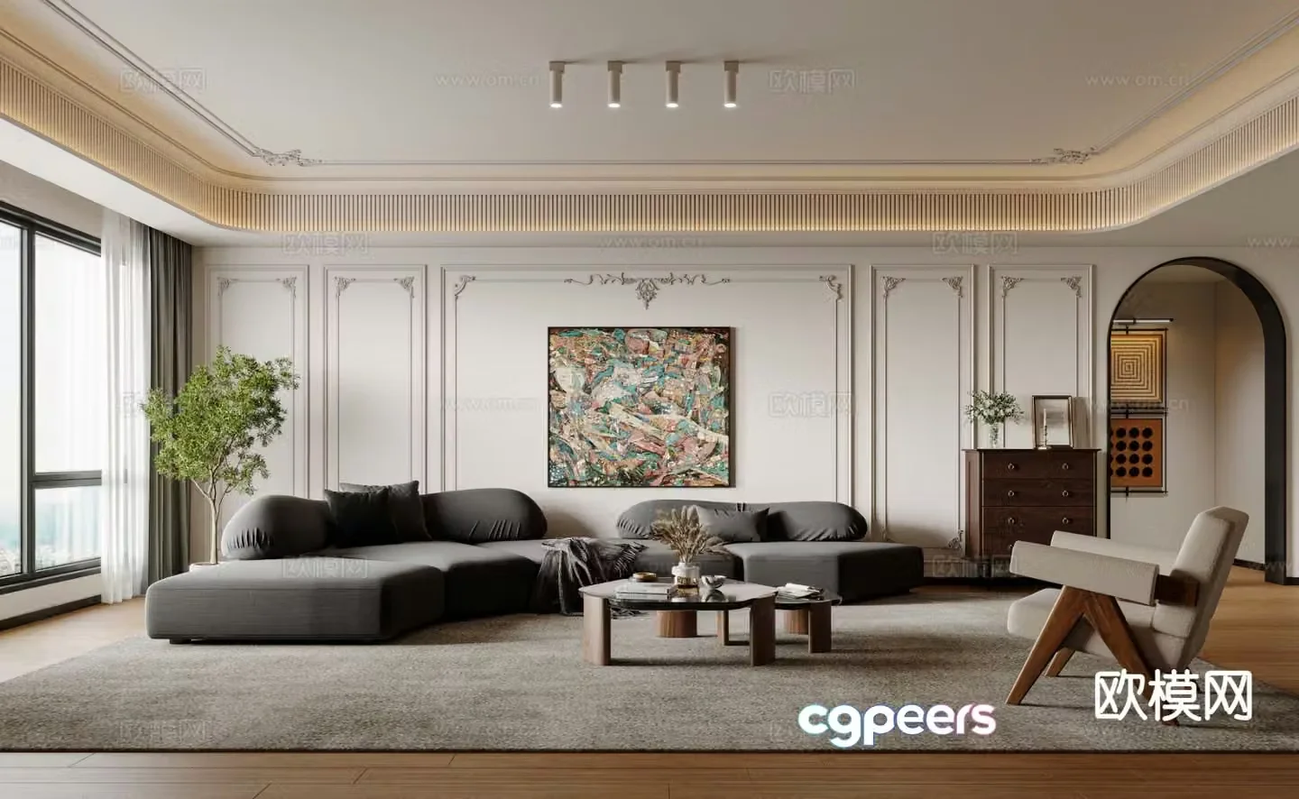 French retro living room 3d model