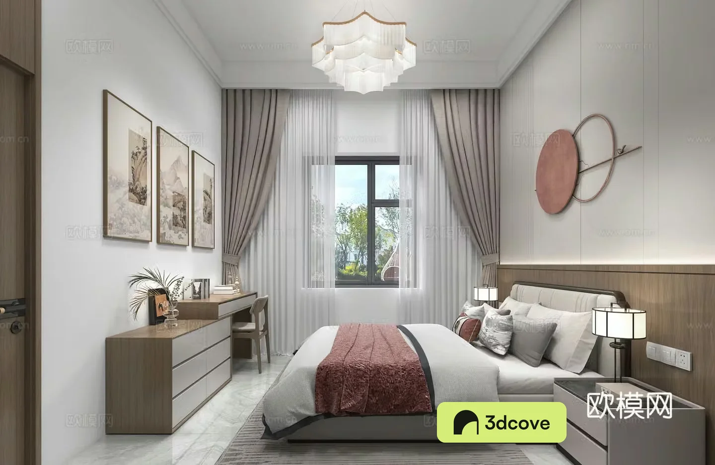 Self-built house bedroom New Chinese style Elderly house Master bedroom
