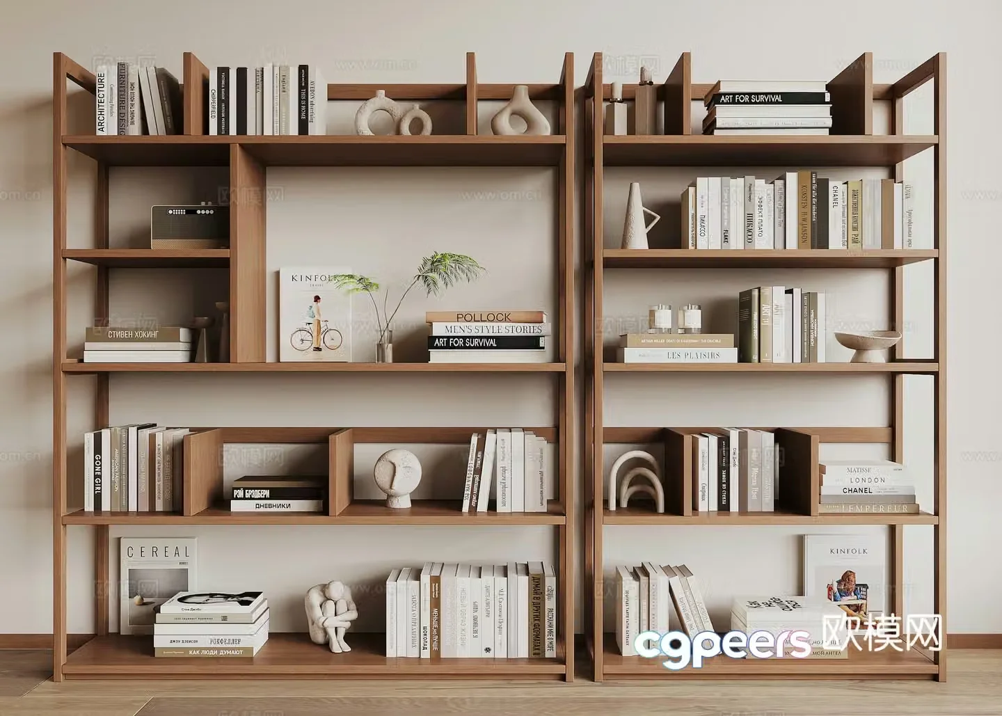 Modern bookshelf 3d model