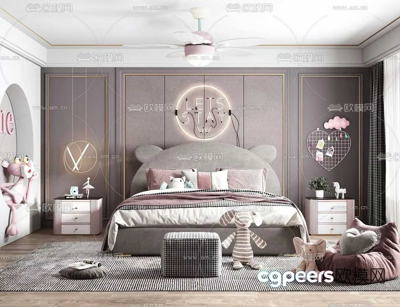 Modern fabric children’s bed 3d model