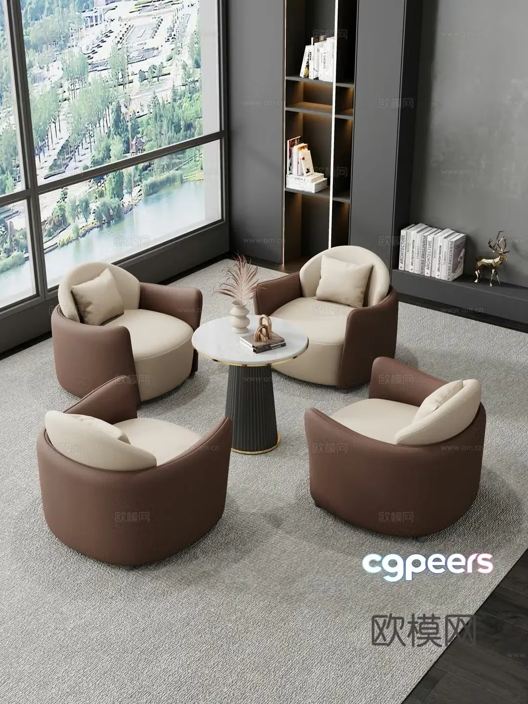 Sofa coffee table casual sofa leisure chair office sofa sofa combination 3D model