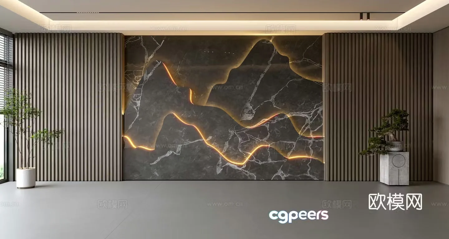 Modern front desk background wall Simple background wall Front desk reception area background wall Company front desk background wall 3d model