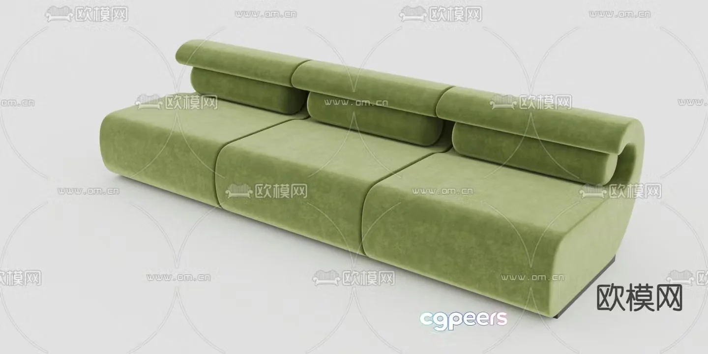 Three-person sofa multi-person sofa upholstered sofa 3D model