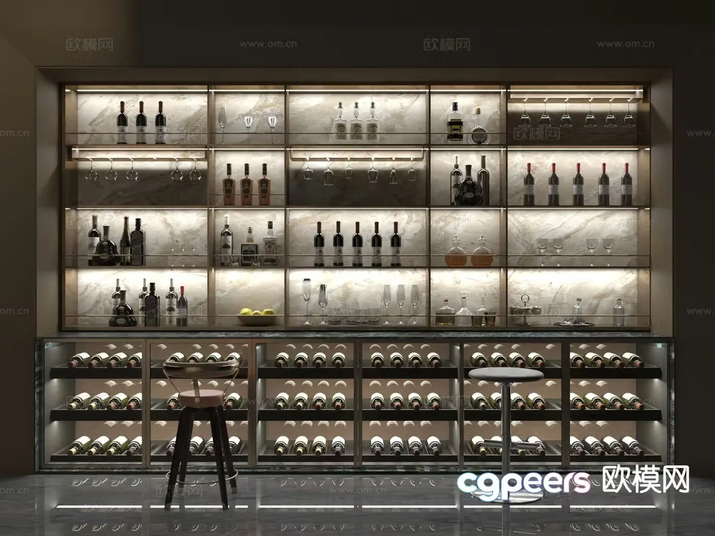 Modern wine cabinet wine rack 3d model