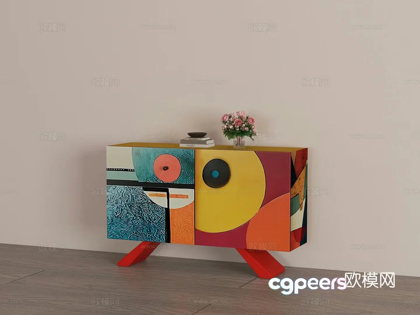 Modern simple end view cabinet 3D model