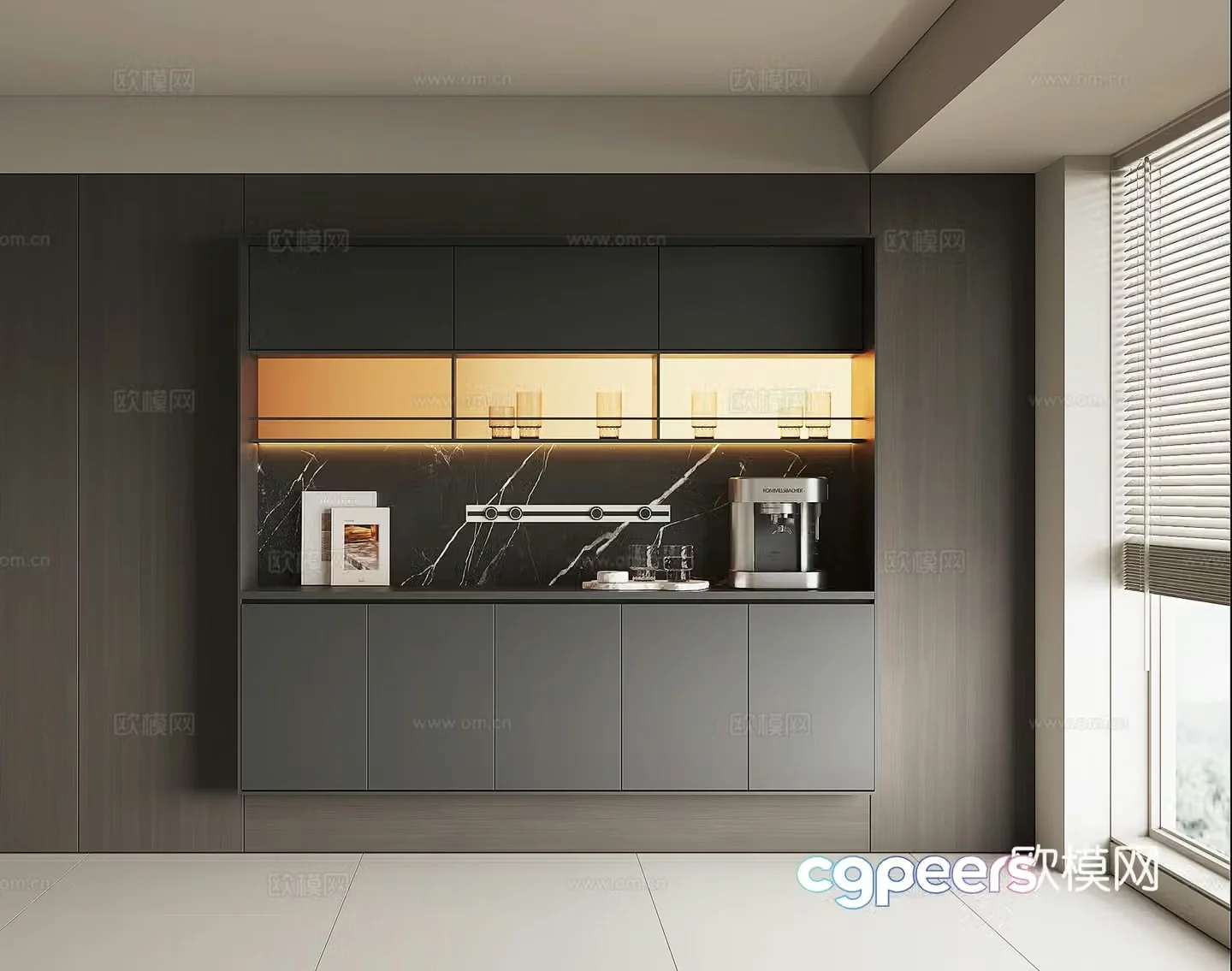 Modern wine cabinet sideboard 3D model