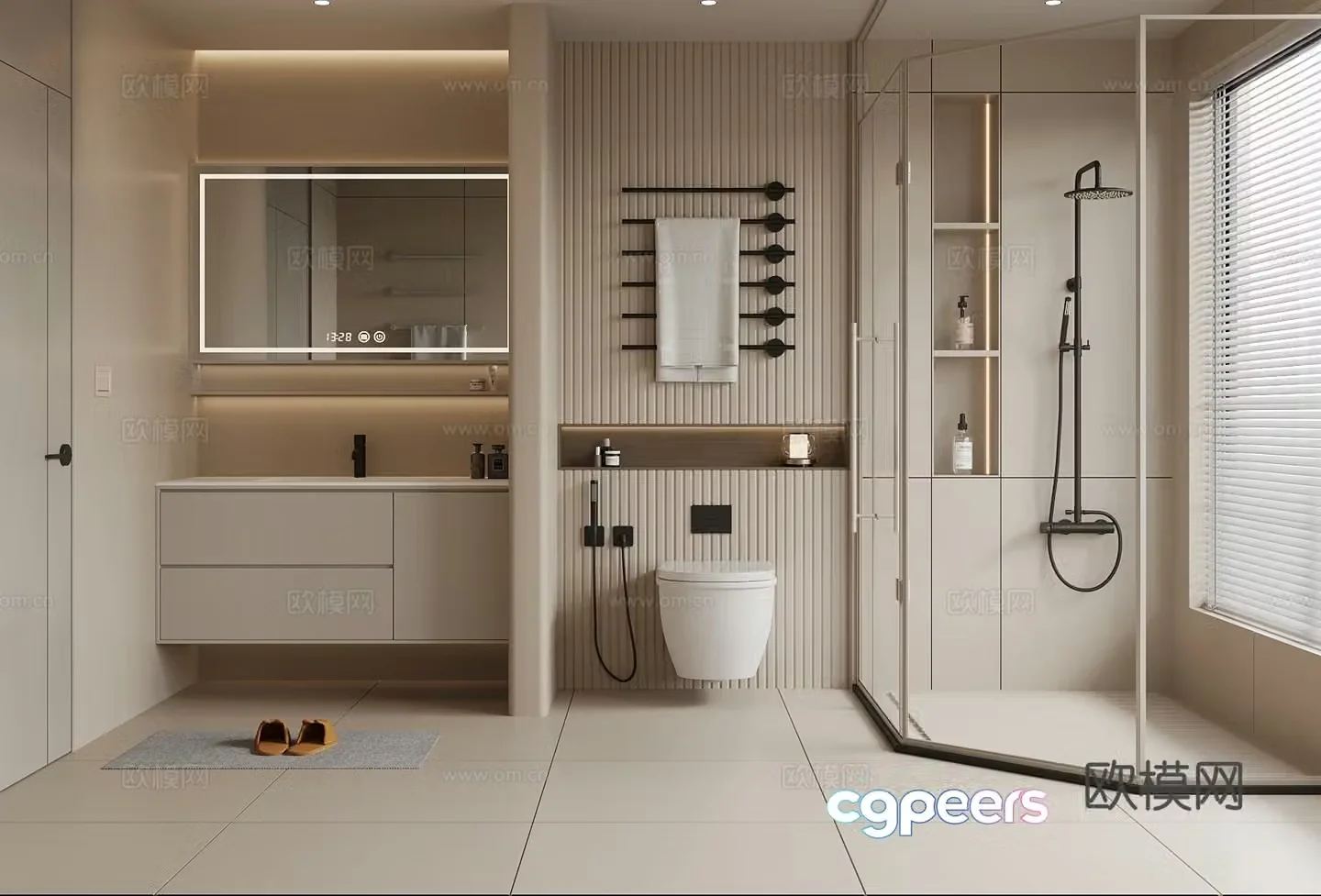 Cream style bathroom bathroom 3d model
