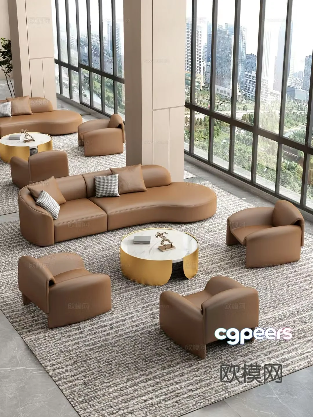 Lobby sofa combination Lobby sofa coffee table Casual sofa 3D model