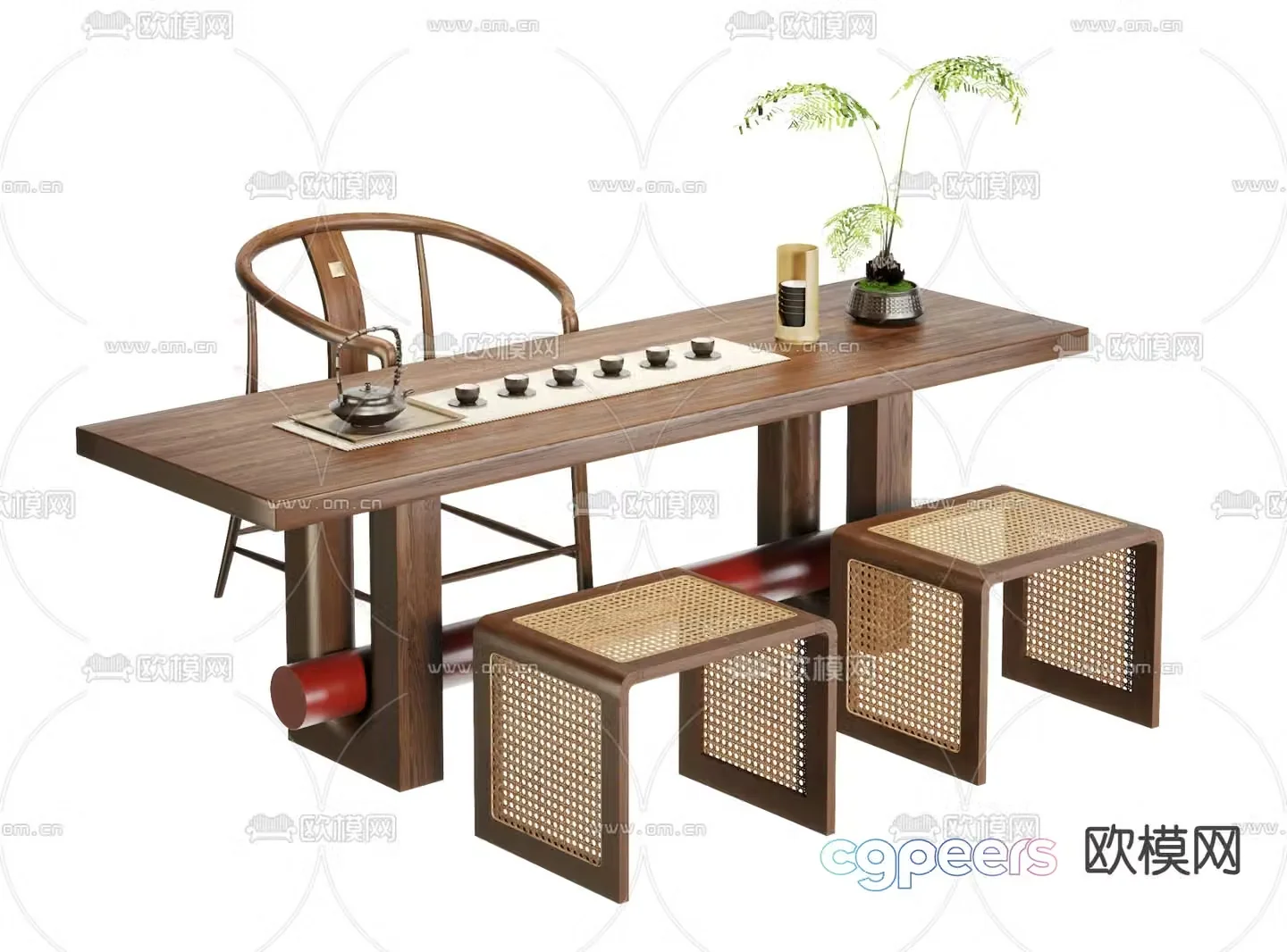 New Chinese style tea table tea table 3d model