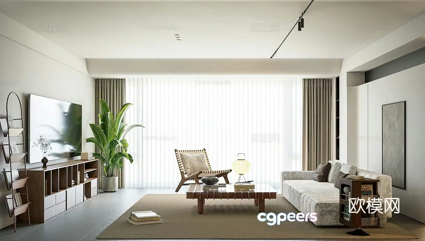 Middle-aged living room 3d model