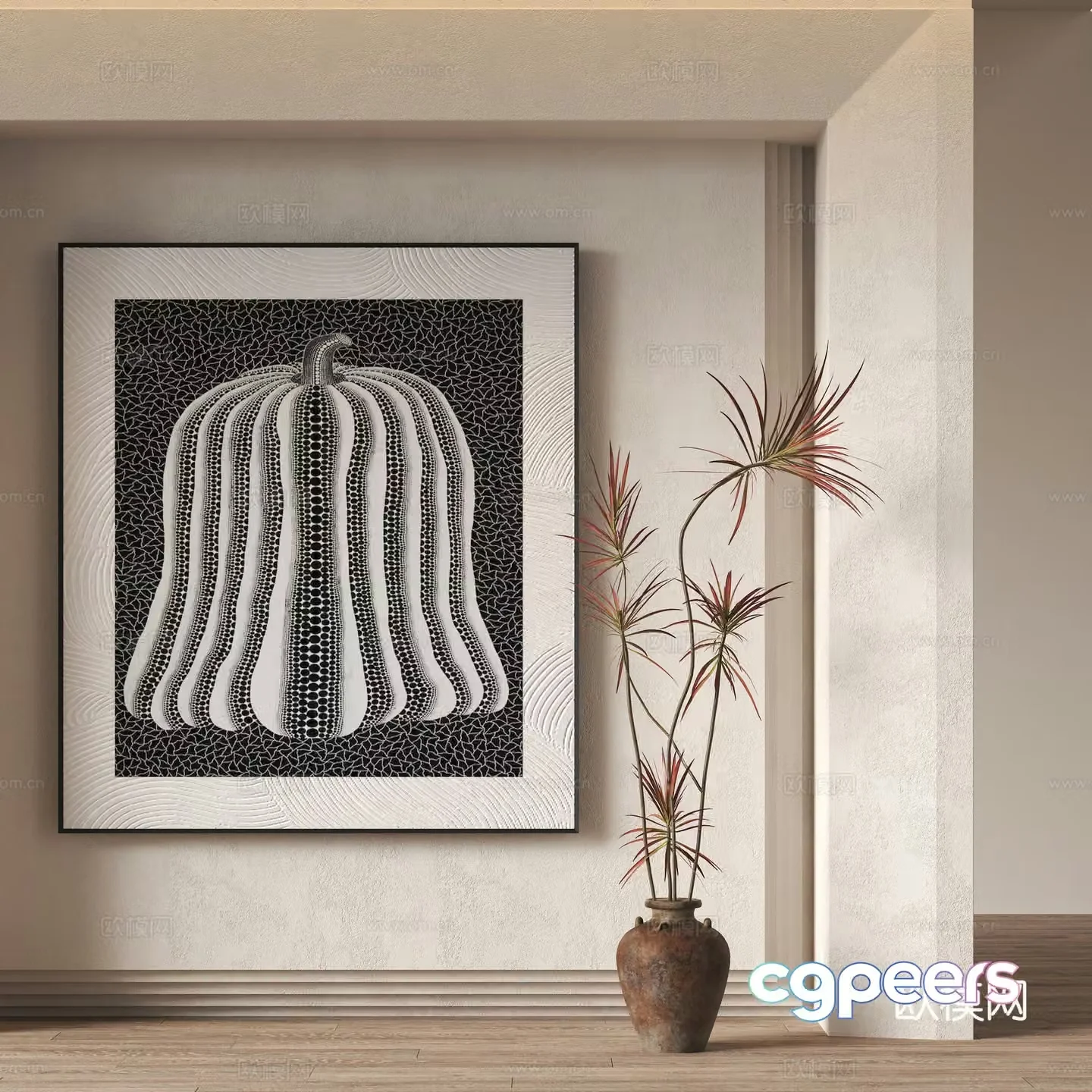Wasabi wind decorative hanging painting 3d model
