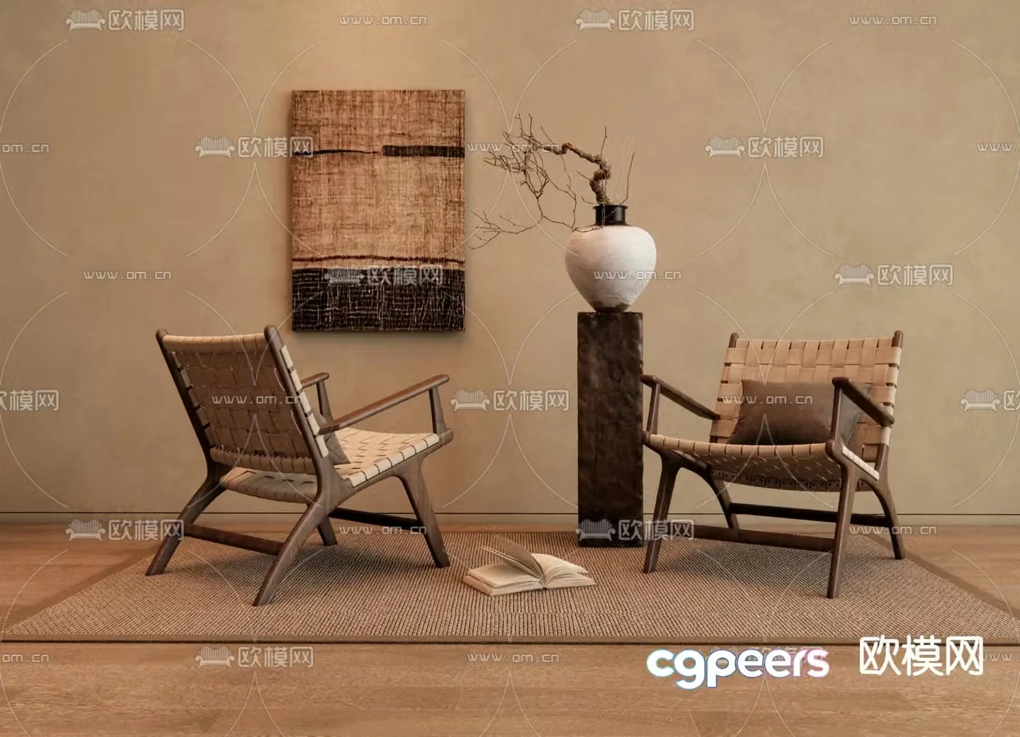 Wabi-sabi style leisure chair 3d model