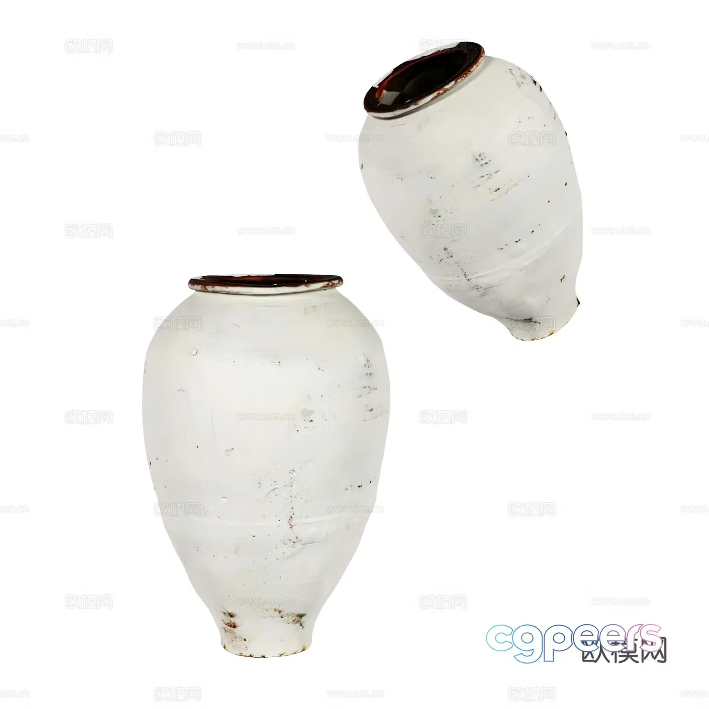 Modern retro white crockery jar 3d model