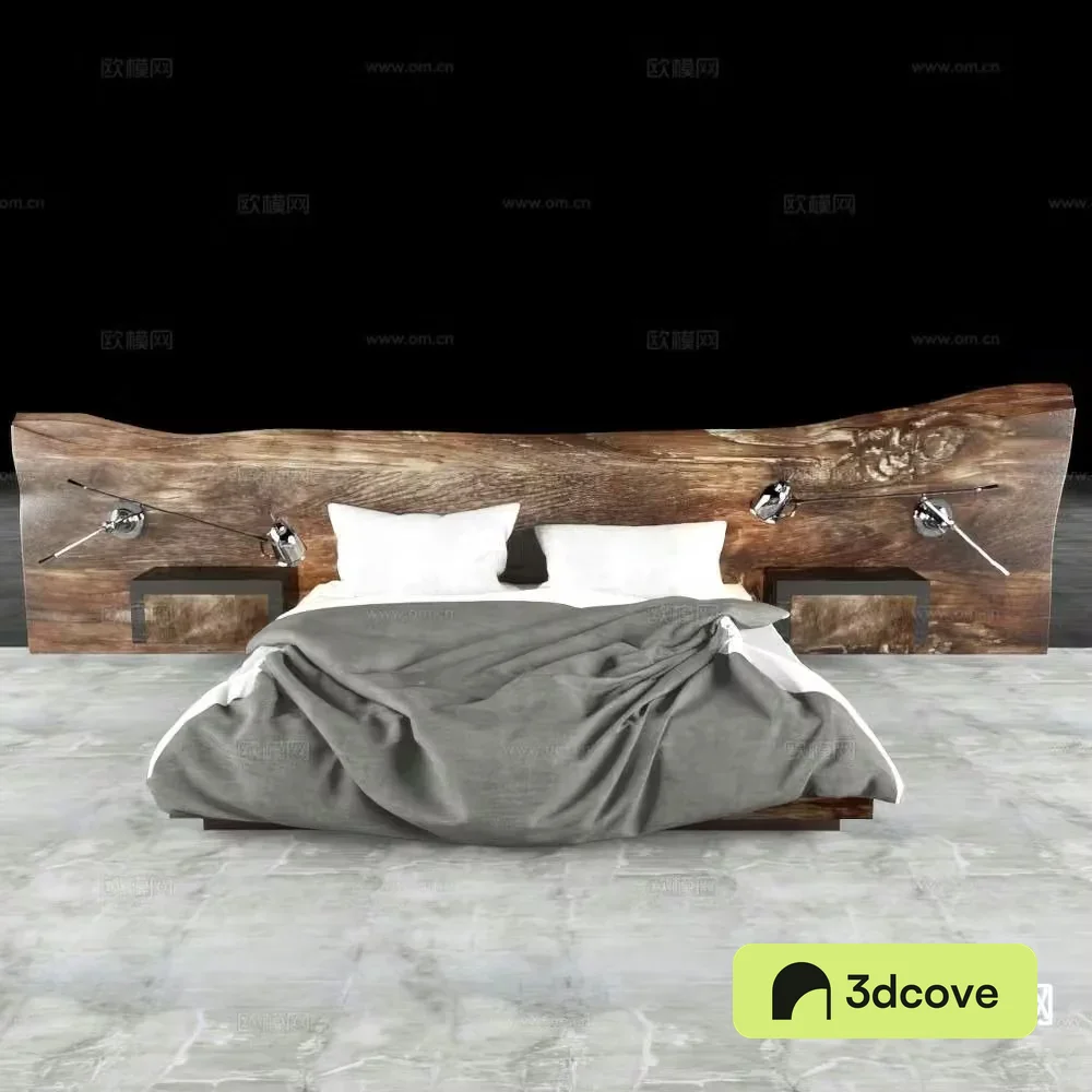 Log style double bed