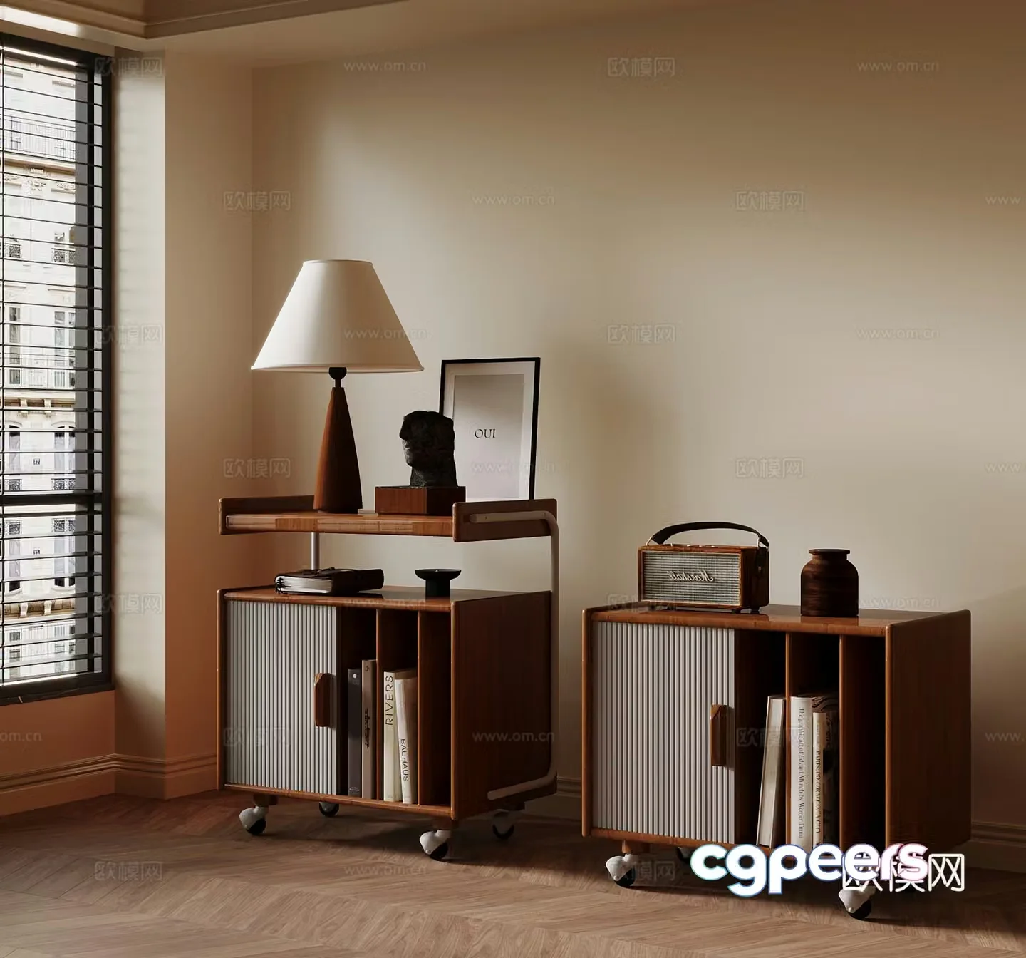 French medieval style bedside table locker 3D model