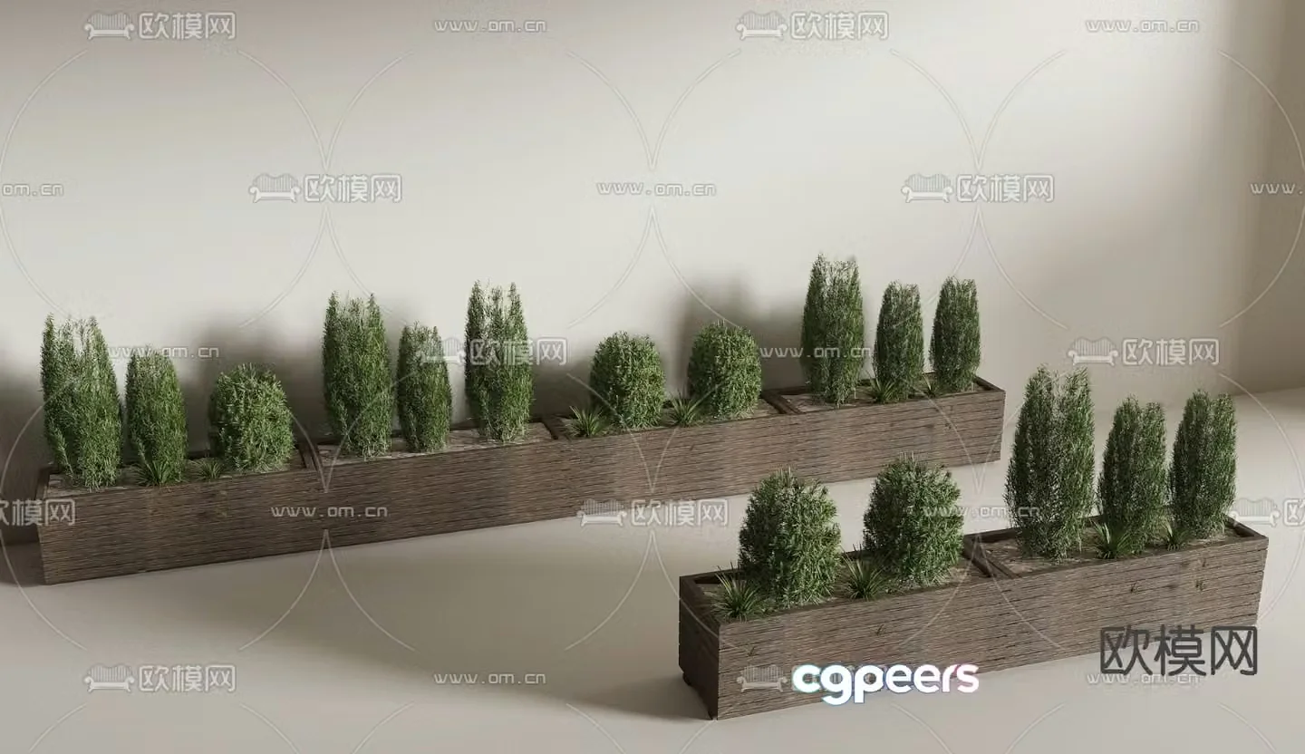 Outdoor flower box flower bed 3d model