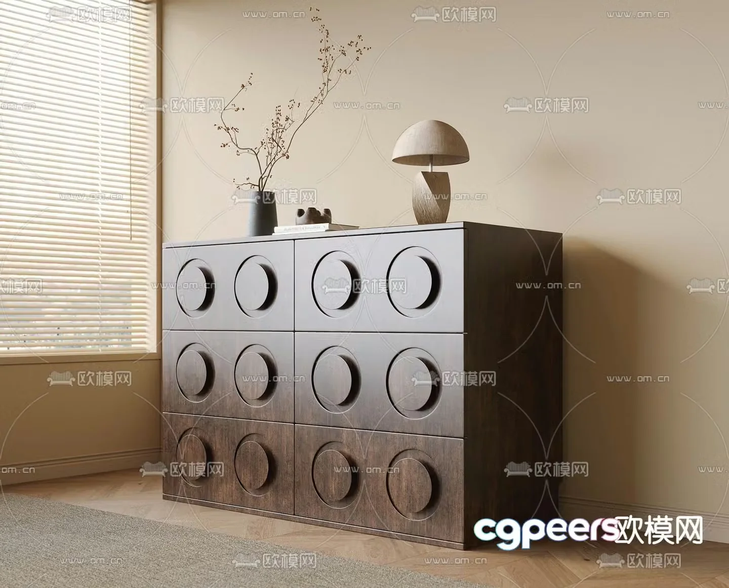 Middle-aged sideboard entrance cabinet 3D model