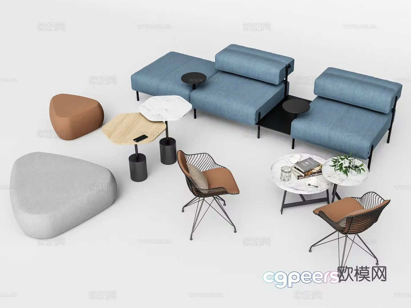 Modern office leisure sofa modular sofa 3d model