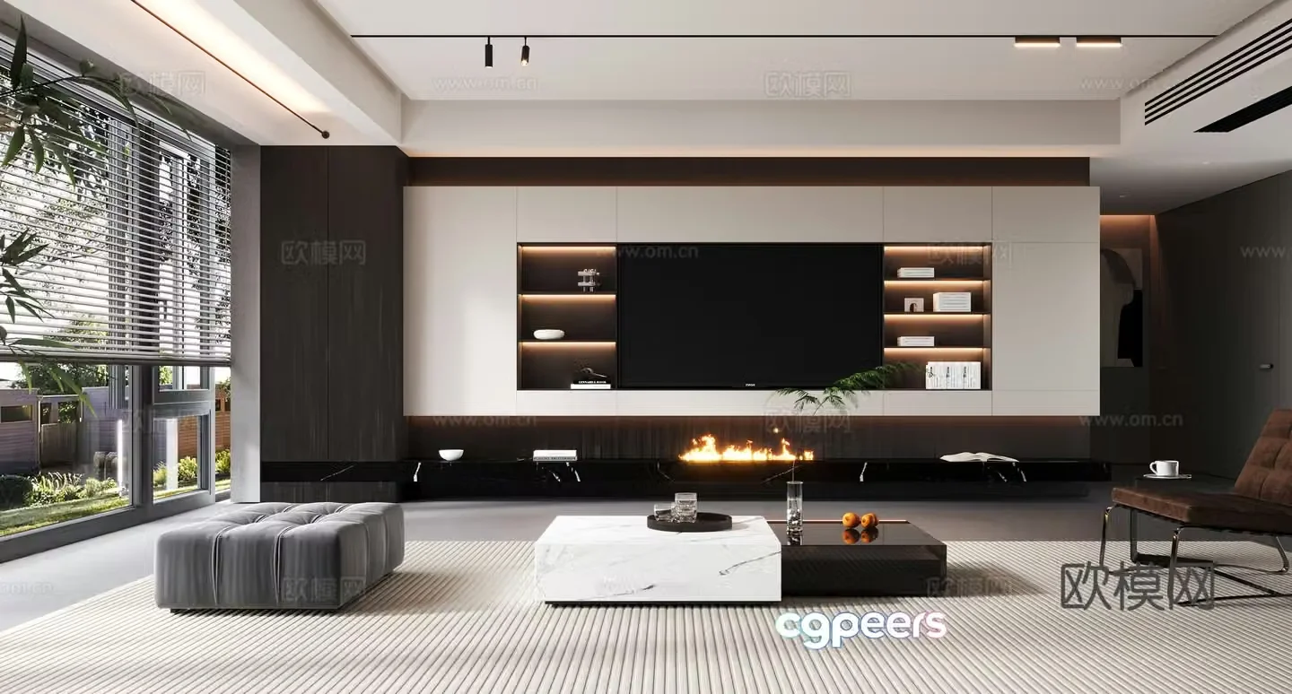 Modern TV background wall 3d model