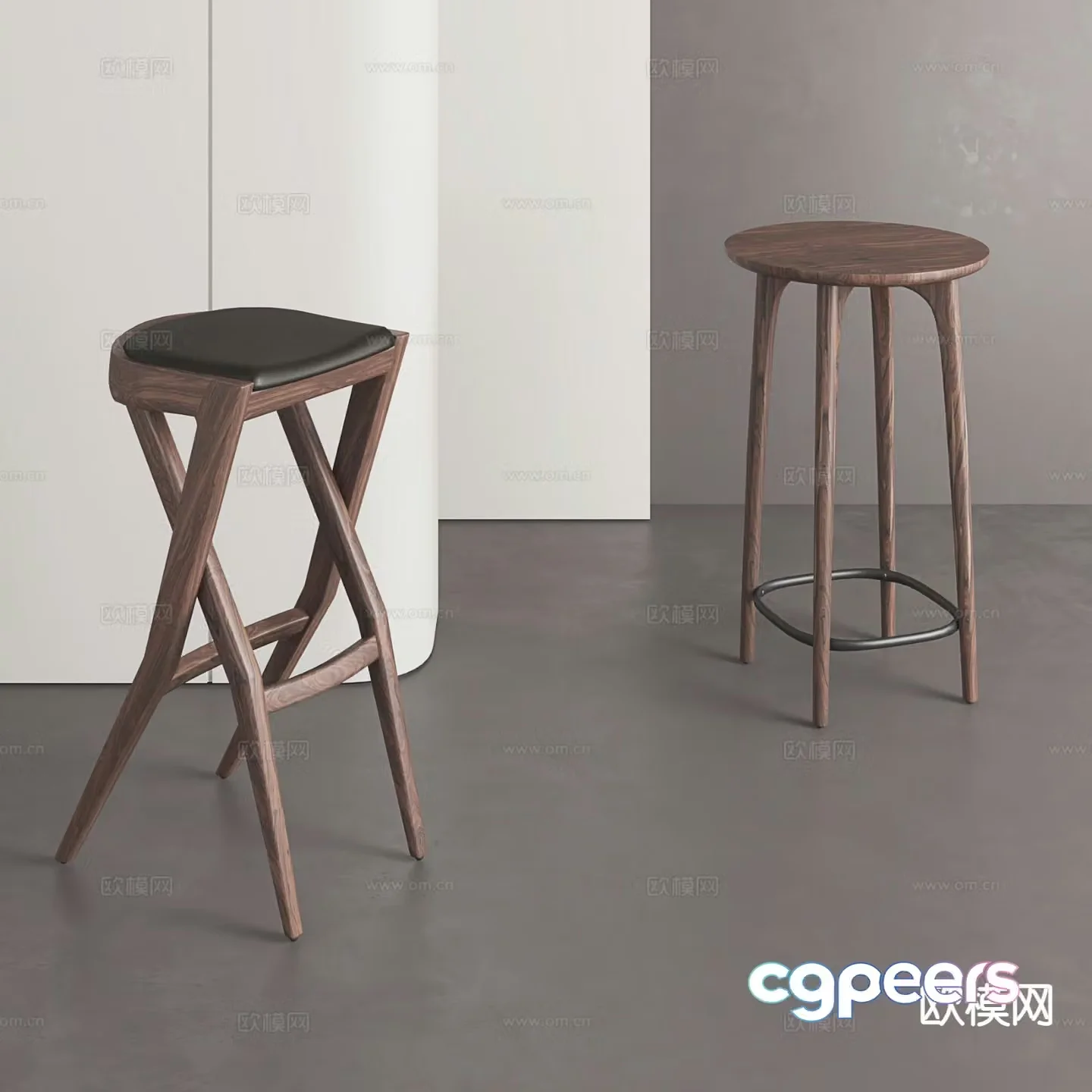 Medieval style bar chair bar stool high stool 3D model