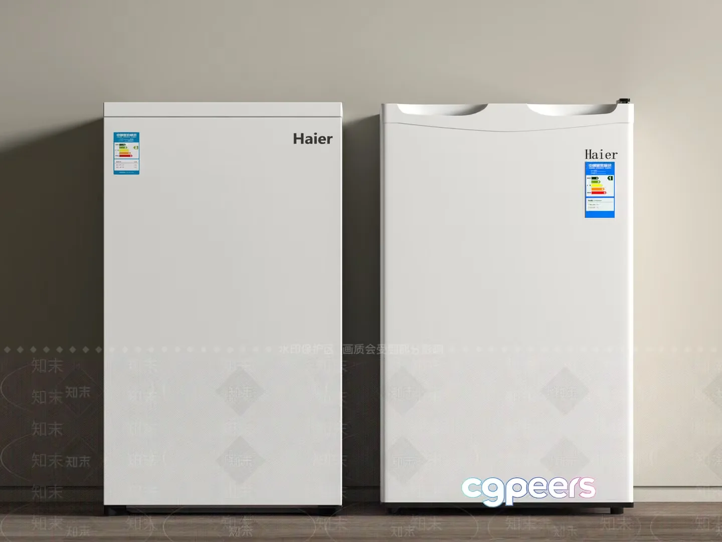 Two White Haier Refrigerators 3D Model – 18508 – VRAY Render