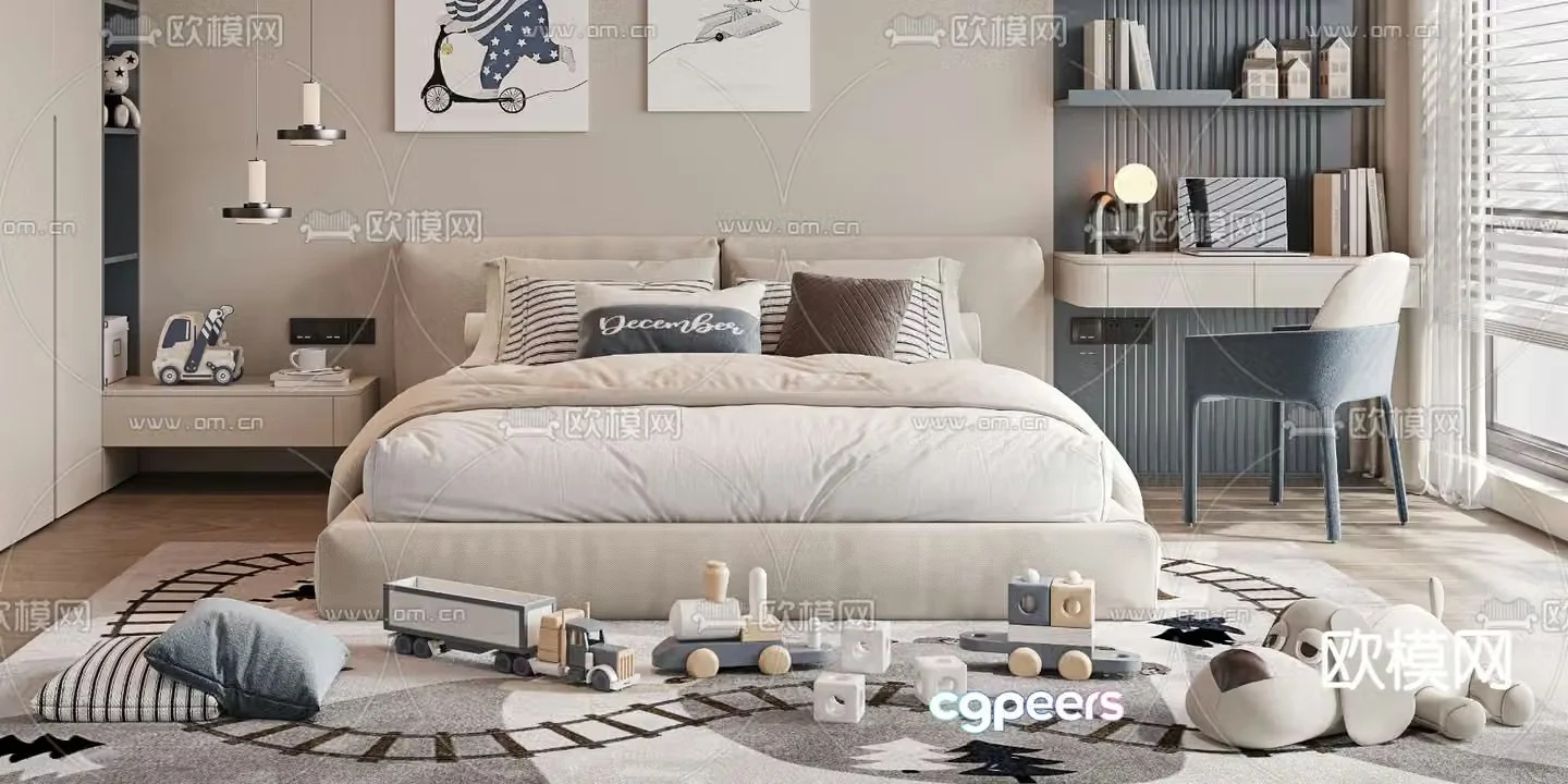 children’s bed child’s bed double bed 3d model