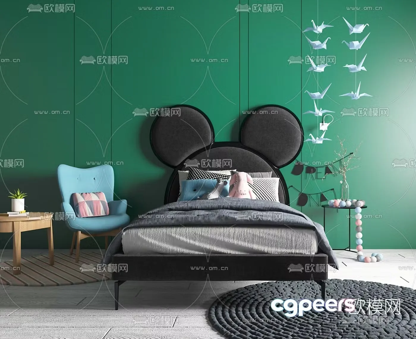 Nordic cartoon children’s bed 3d model