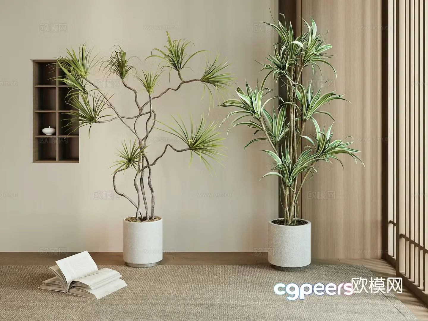 Modern green plant potted 3D model