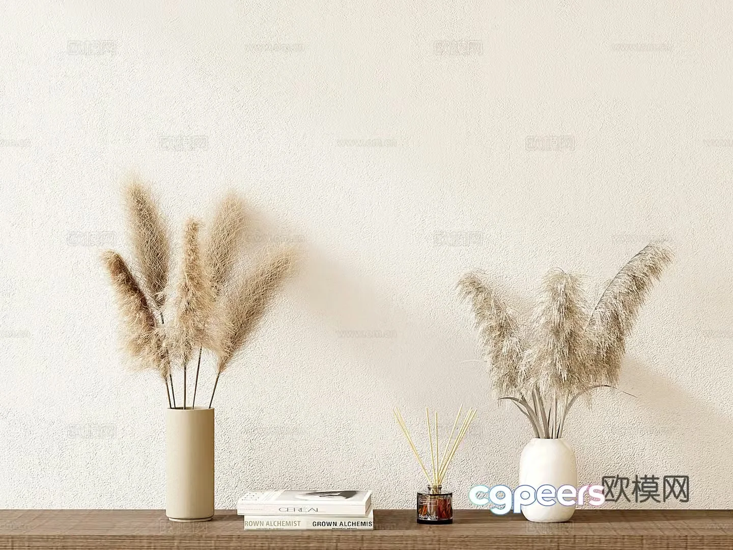 Modern vase flower art dried flowers books jewelry ornaments 3D model