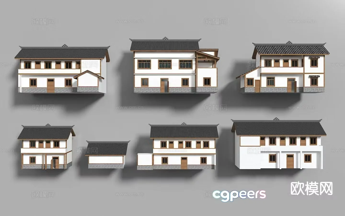 New Chinese-style rural self-built houses houses antique buildings ancient houses 3D model