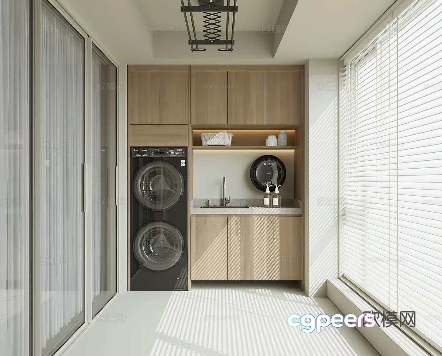 Modern living balcony 3d model