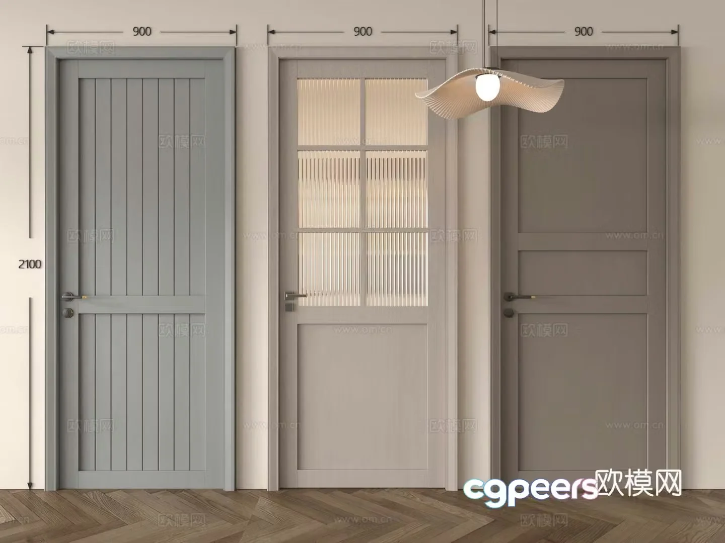 Nordic single-open door American single-open door French single-open door Wooden door Single-open door Bedroom door Kitchen 3D model