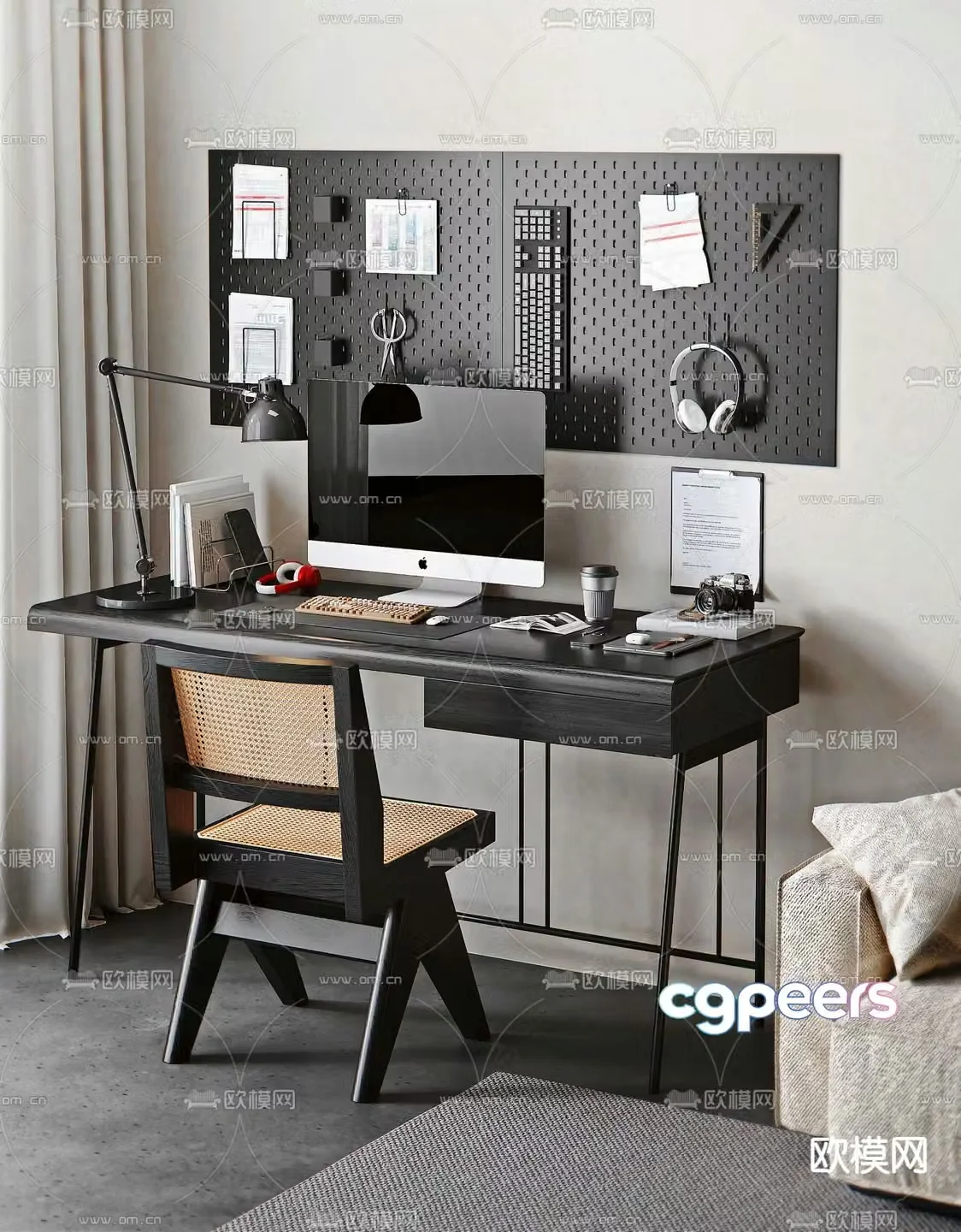 Medieval style desk computer desk 3d model
