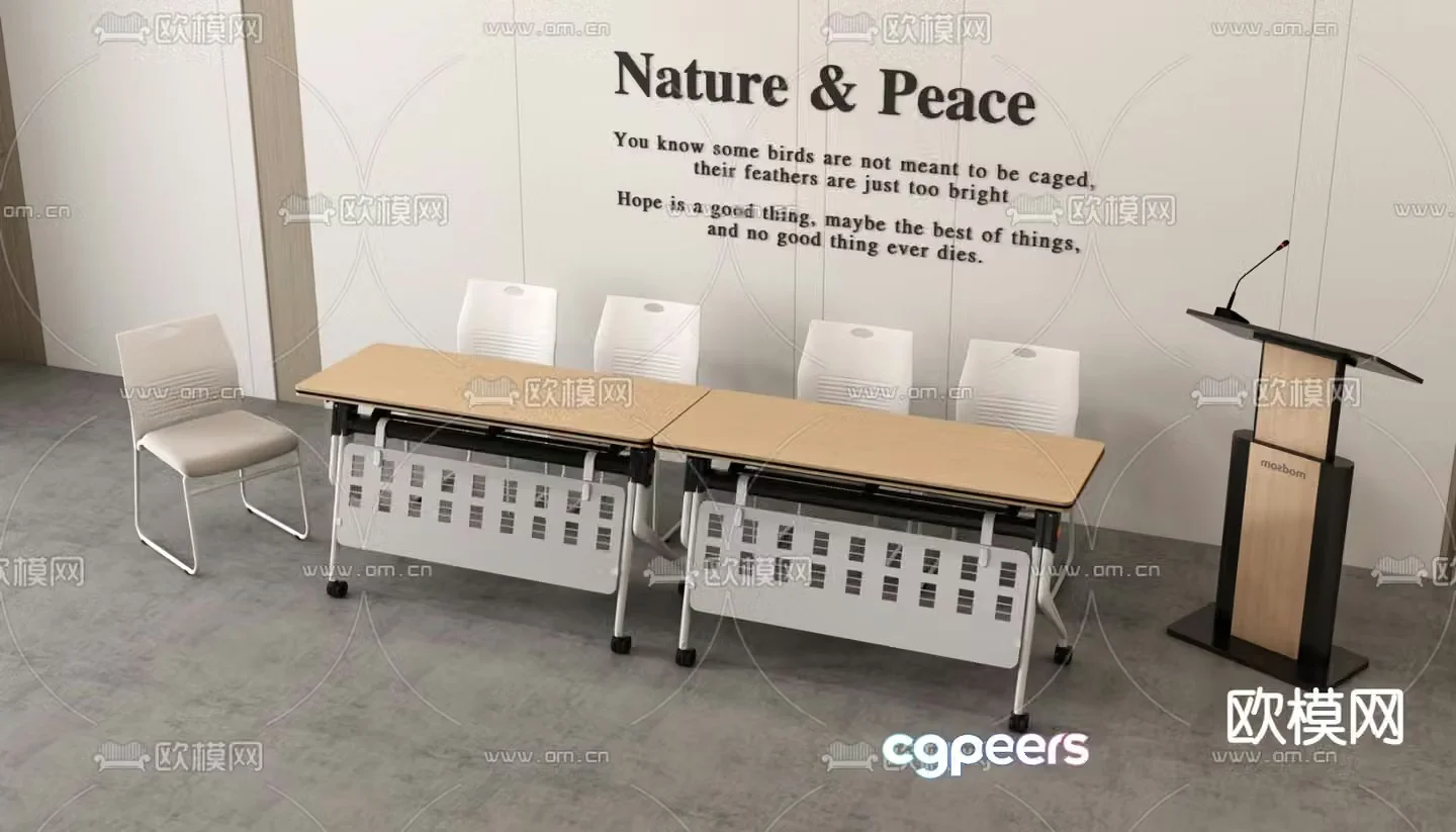 Training table lecture podium conference table 3D model