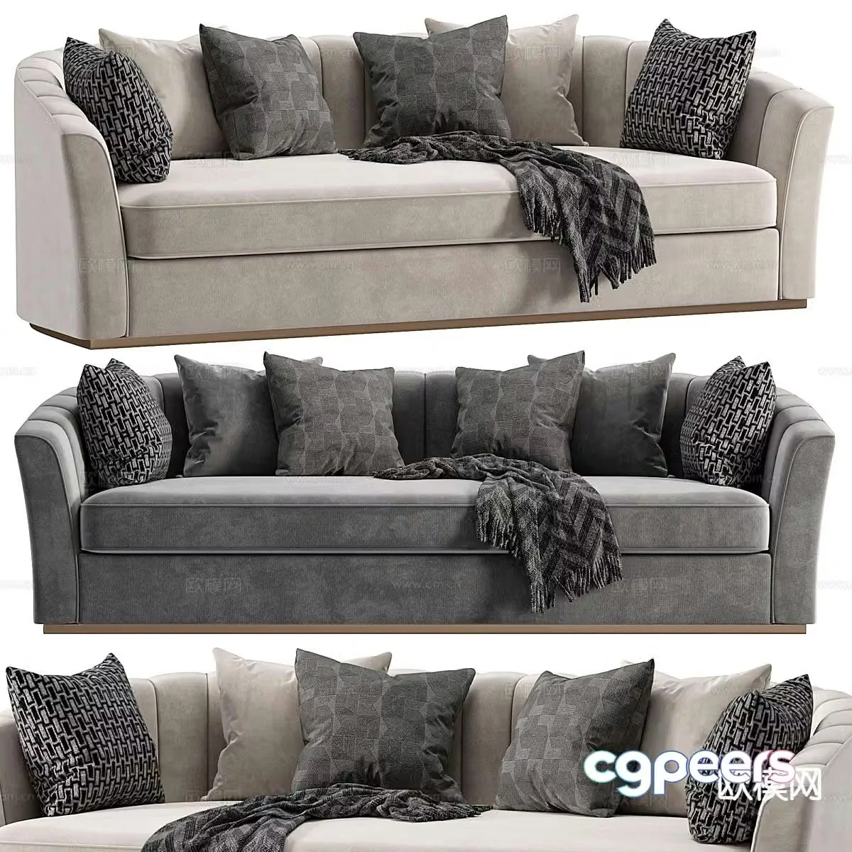 Simple European double sofa 3d model