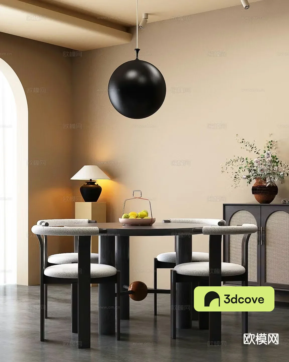 Italian minimalist dining table and chairs round dining table