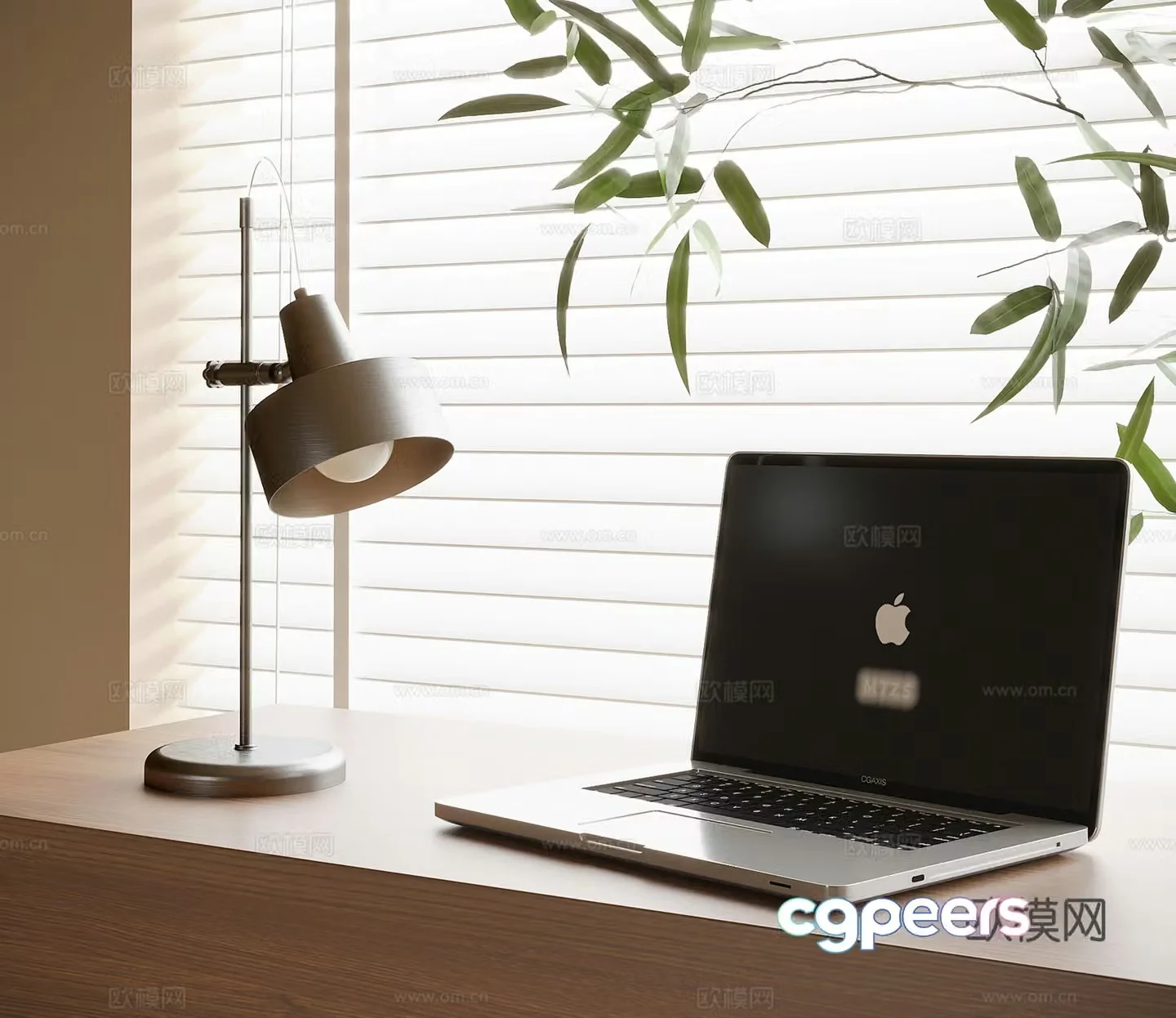 Modern desk lamp laptop 3d model
