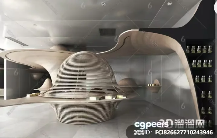 Modern Futuristic Living Room 3D Model – 17927 – VRAY Render