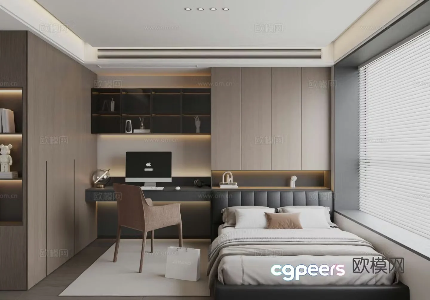 Modern Italian tatami bedroom 3d model