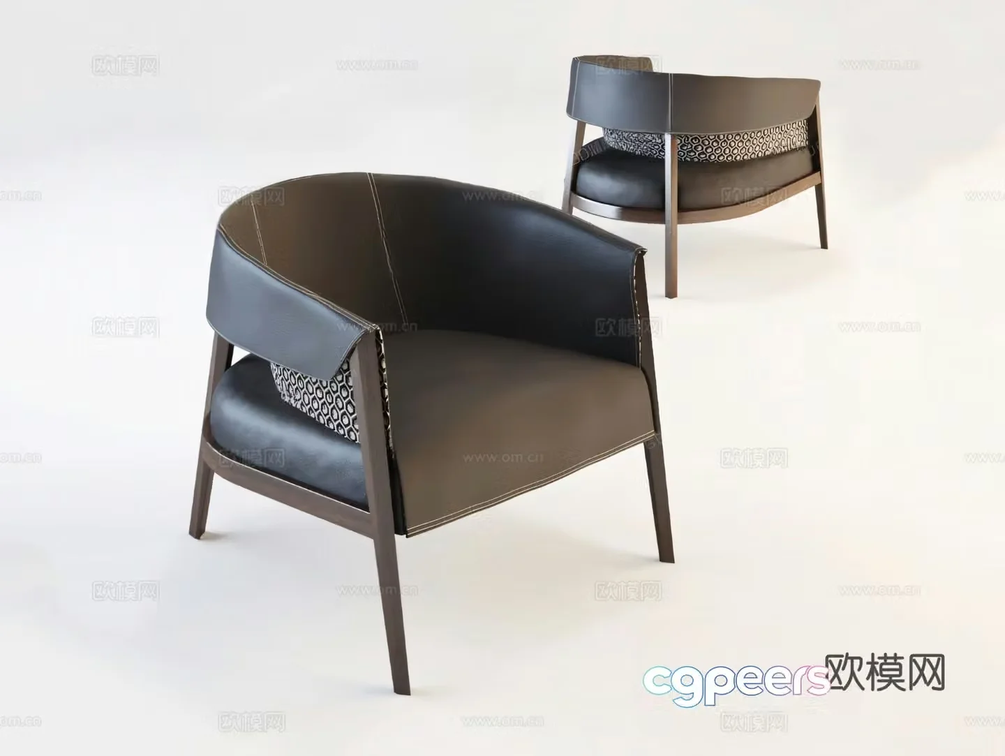 Italian style chair leisure chair 3d model