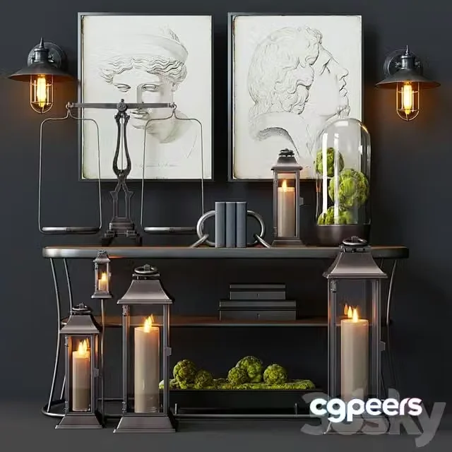 3ds Max Free – Pottery Barn Decorative Set with candles