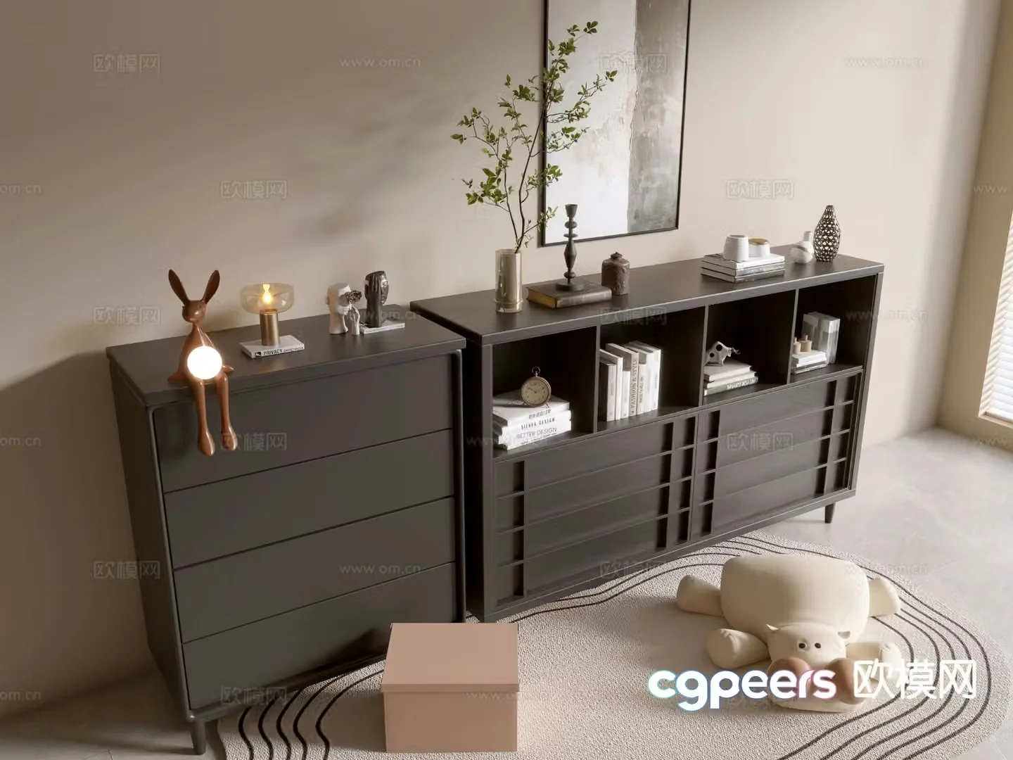 Modern black cabinet integrated cabinet sideboard drawer cabinet 3d model