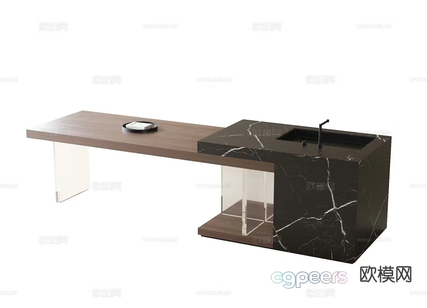 Modern island dining table 3d model