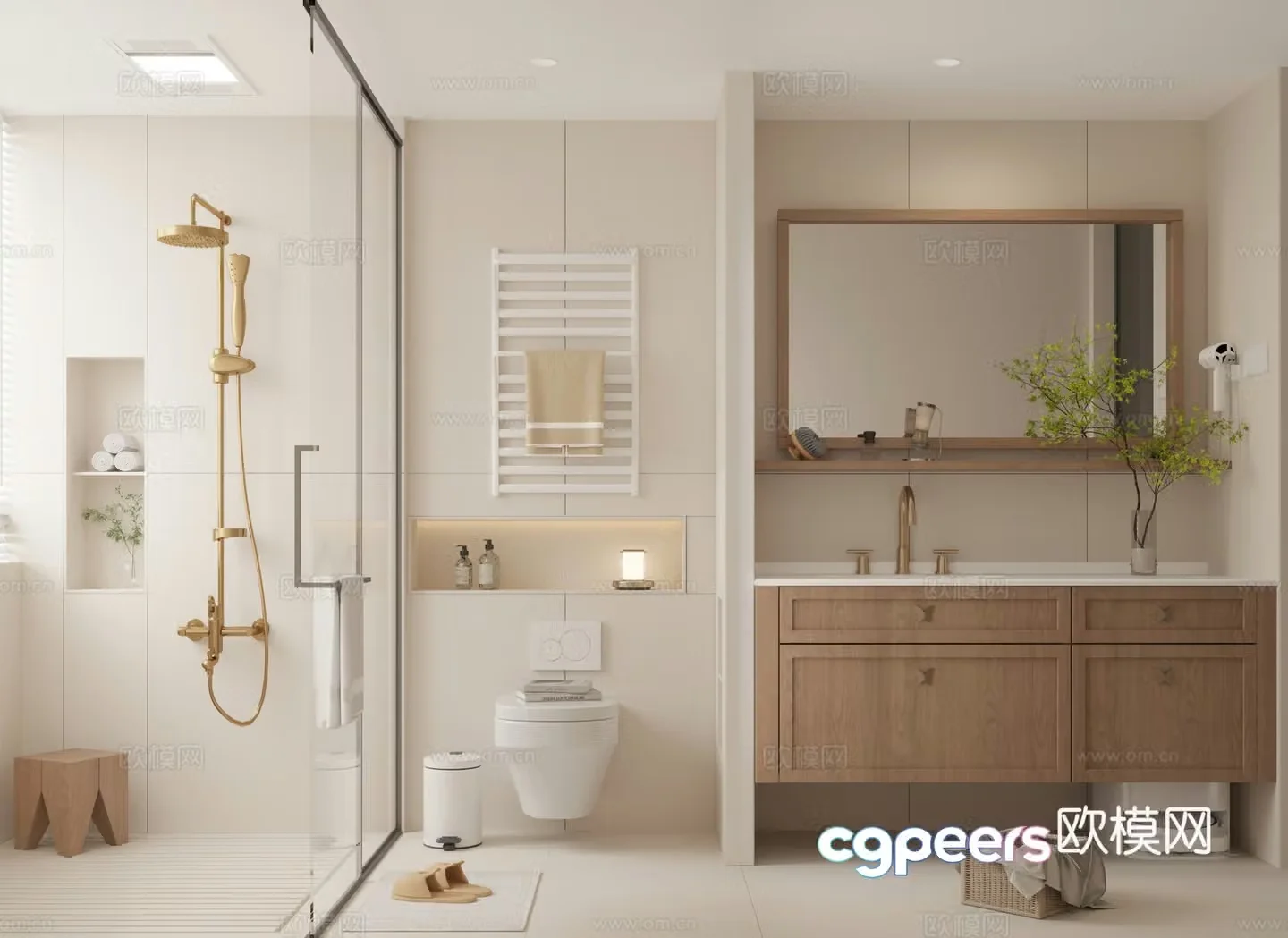 Bathroom French bathroom Modern American bathroom Log style bathroom Cream style sanitary 3D model